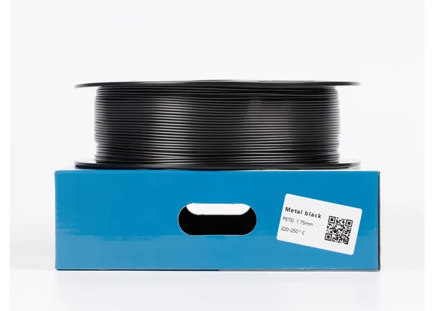 Фото 2 - Чорний Металік PETG пластик для 3D принтера | PETG Filament Metal black 1кг | 1.75мм | 330м