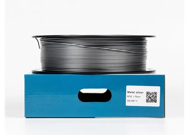 Фото 2 - Серебристый Металік PETG пластик для 3D принтера | PETG Filament Metal silver 1кг | 1.75мм | 330м